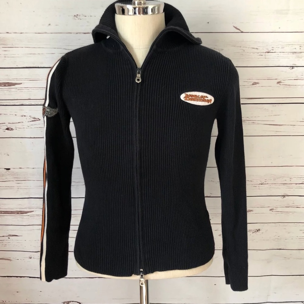 Harley Davidson Zip Up Sweater Medium black